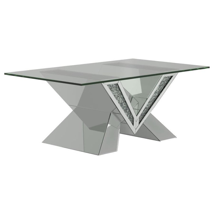 Caldwell V-shaped Coffee Table With Glass Top Silver