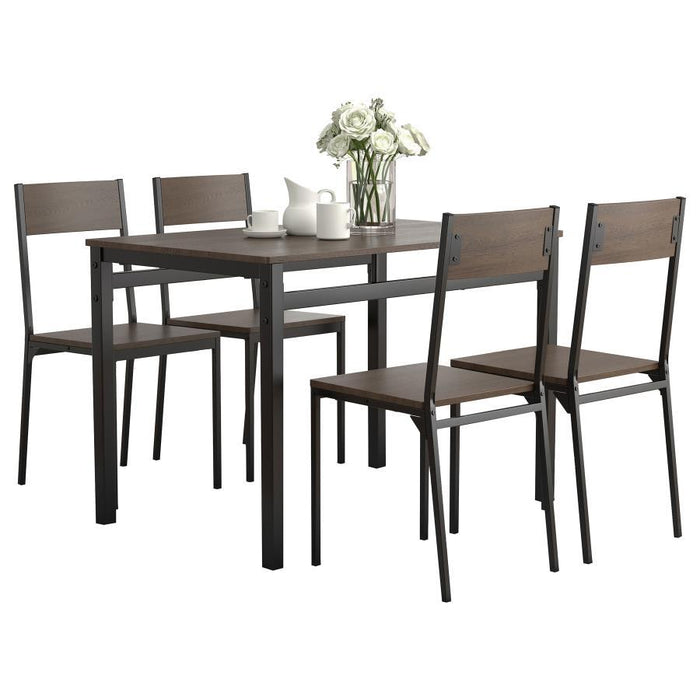 Dark Brown - 5-piece Dining Set Ark Brown And Matte Black