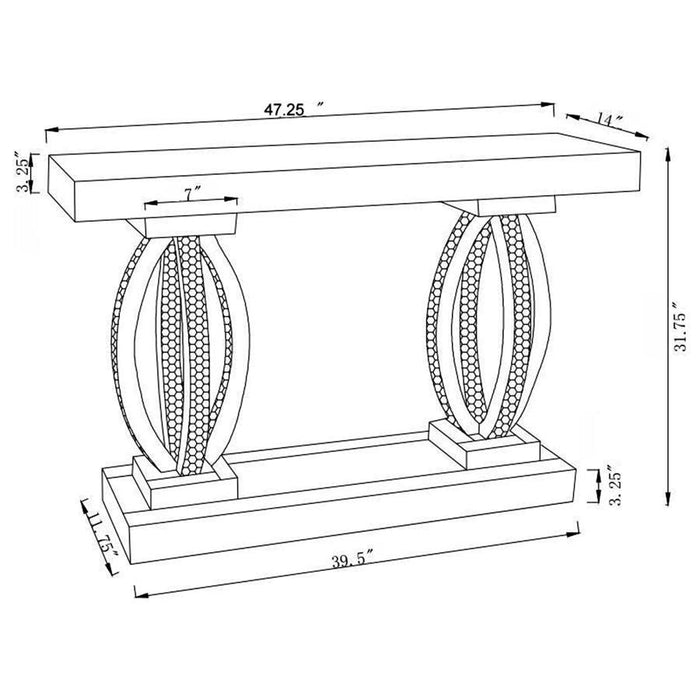 Rectangular Sofa Table With Shelf Clear Mirror