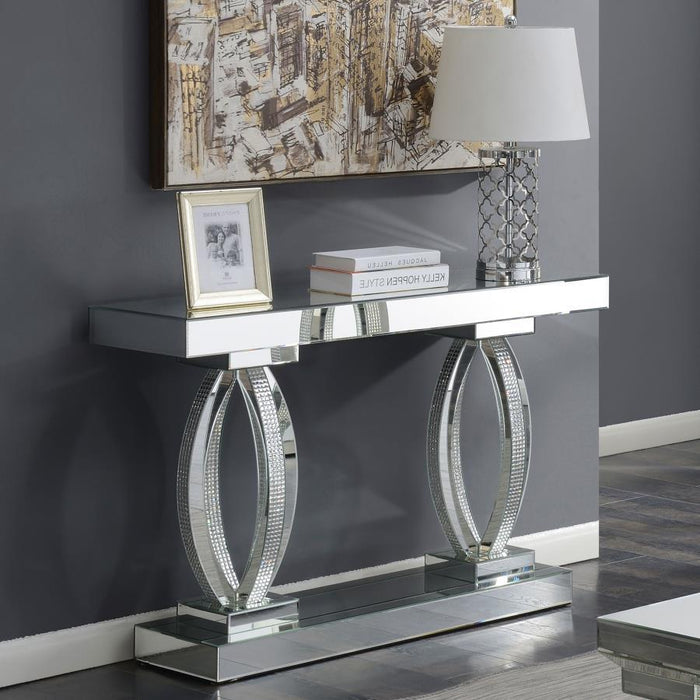 Rectangular Sofa Table With Shelf Clear Mirror