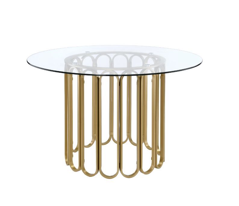 Pacheco - Dining Table - Clear Glass Top & Gold Finish