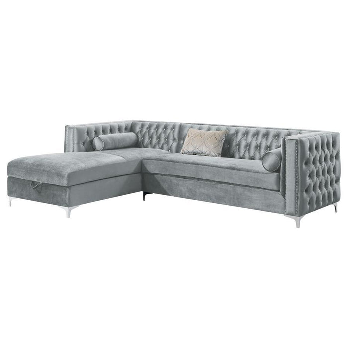 Silver - Bellaire Button-tufted Upholstered Sectional Silver