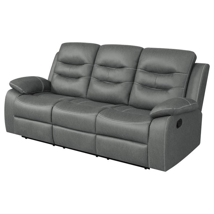 Nova - Upholstered Padded Arm Reclining Sofa - Dark Gray