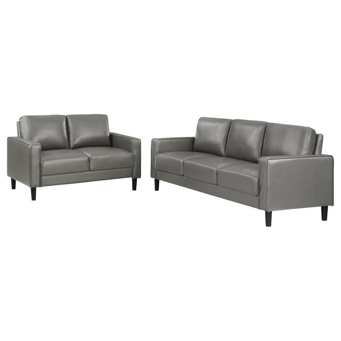 Ruth - Upholstered Track Arm Faux Leather Sofa Set