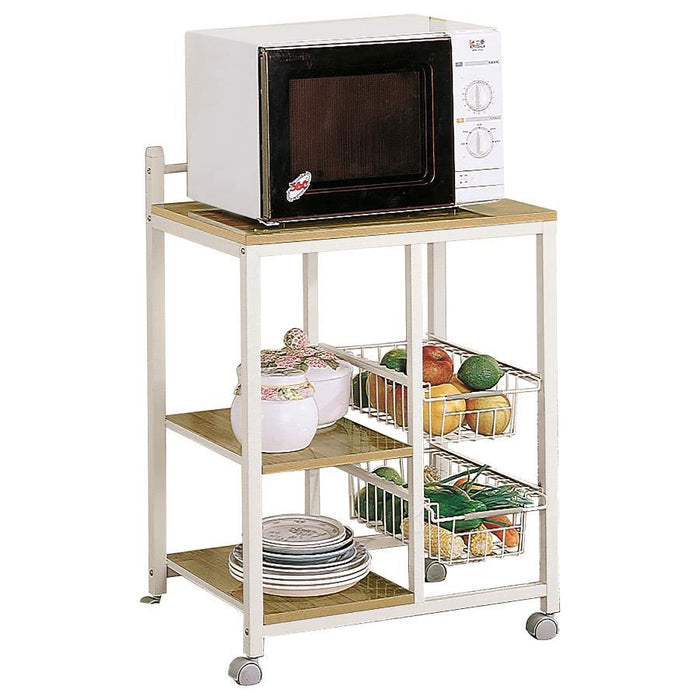 Dining: Kitchen Carts - 2-shelf Kitchen Cart Natural Brown And White