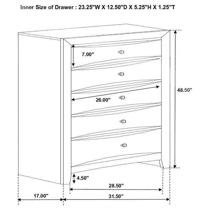 Briana Collection - Briana Black Five-drawer Chest