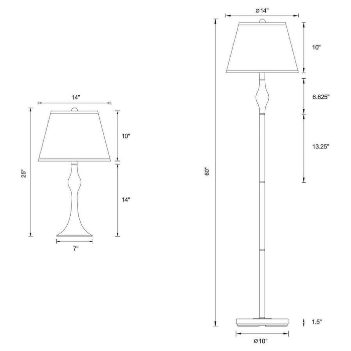 Beige - 3-piece Slender Lamp Set Brushed Nickel