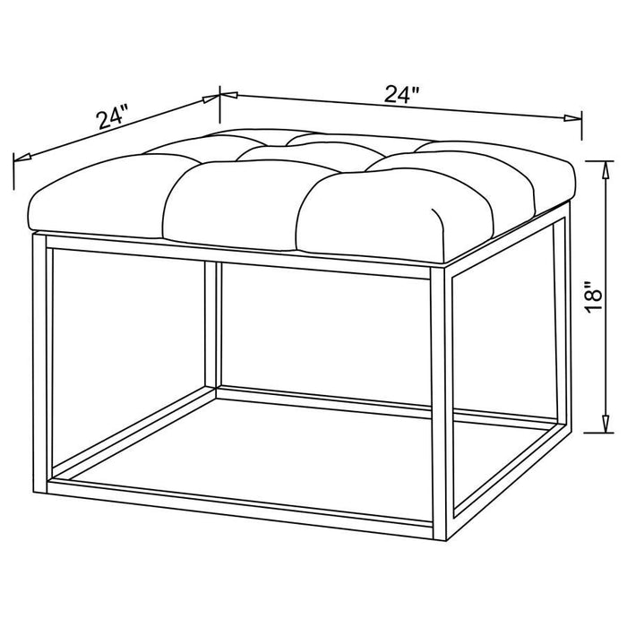 Accents : Ottomans - White - Upholstered Tufted Ottoman White And Chrome