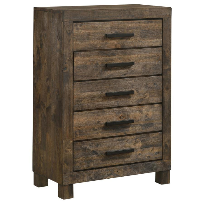 Woodmont Collection - Woodmont 5-drawer Chest Rustic Golden Brown