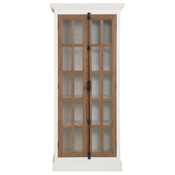 2-door Tall Cabinet Antique White And Brown