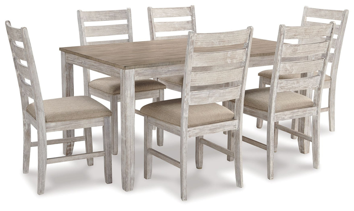 Skempton - White - Dining Room Table Set (Set of 7)