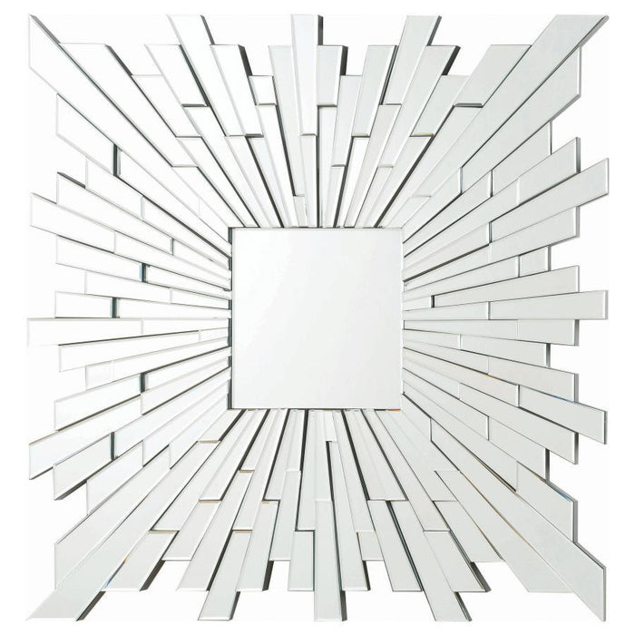 Square Sunburst Wall Mirror Silver