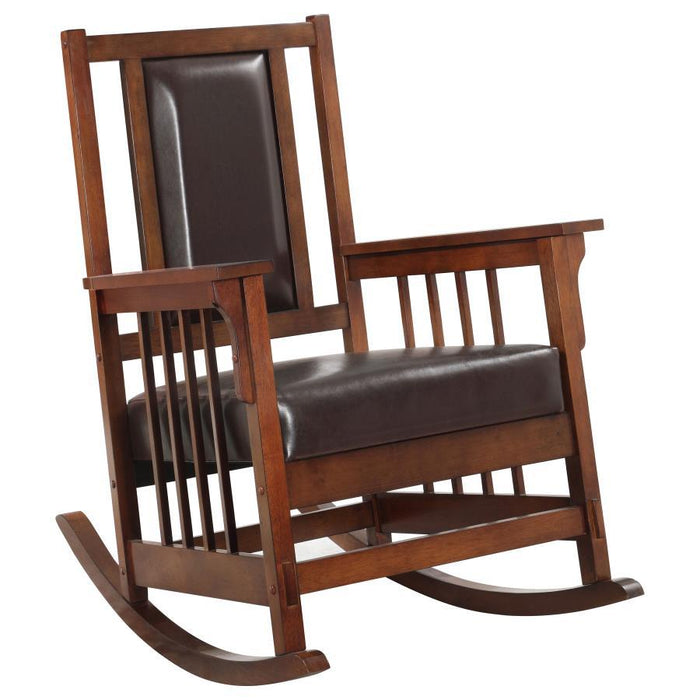 Living Room: Rocking Chairs - Upholstered Rocking Chair Tobacco And Dark Brown