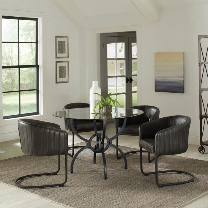 Aviano 5-piece Dining Set Gunmetal And Matte Black