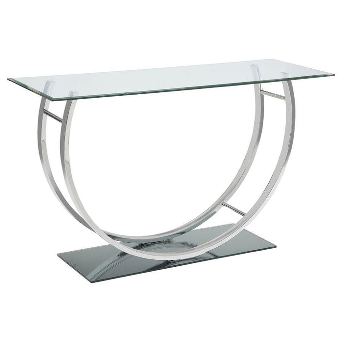 Living Room: Glass Top Occasional Tables - U-shaped Sofa Table Chrome