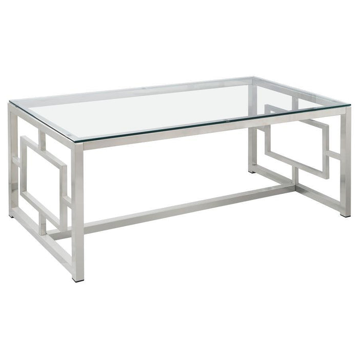 Living Room: Glass Top Occasional Tables - Occasional Contemporary Nickel Coffee Table