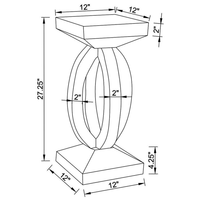 Avonlea Square End Table With Lower Shelf Clear Mirror