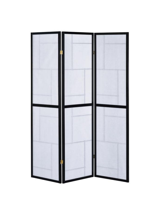 White - 3-panel Folding Floor Screen Black And White