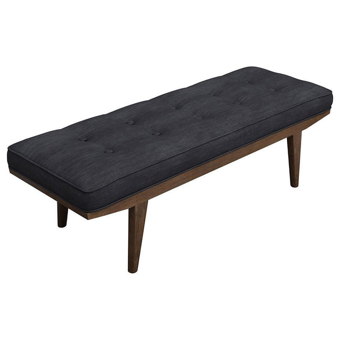 Taupe - Upholstered Tufted Bench Taupe And Natural