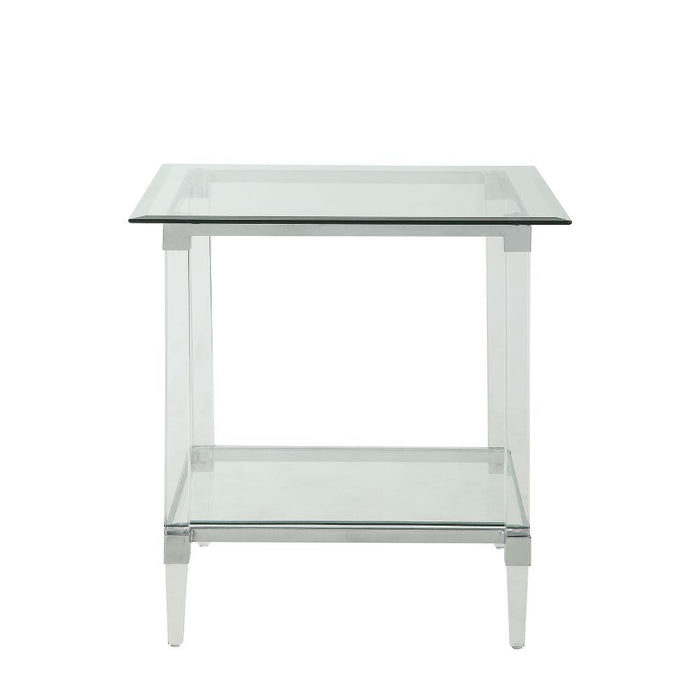 Polyanthus - End Table - Clear Acrylic, Chrome & Clear Glass - 24"