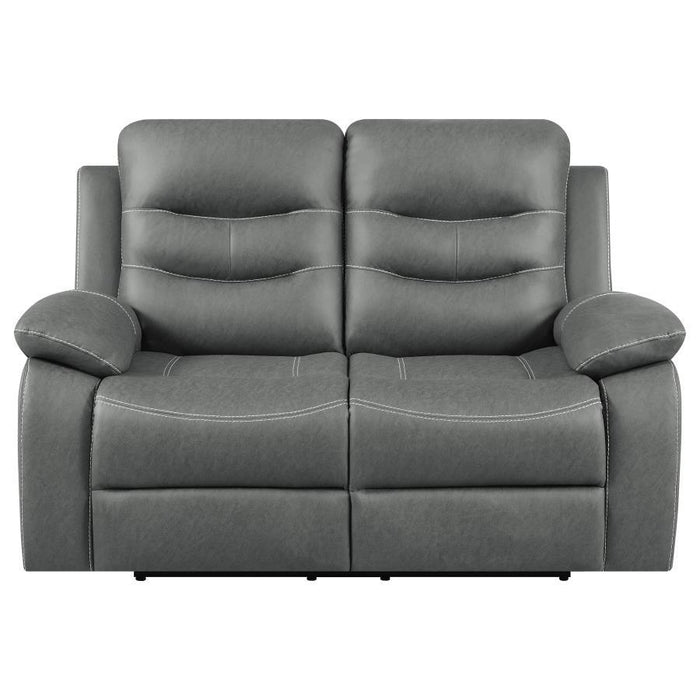 Nova - Upholstered Motion Reclining Loveseat - Dark Grey