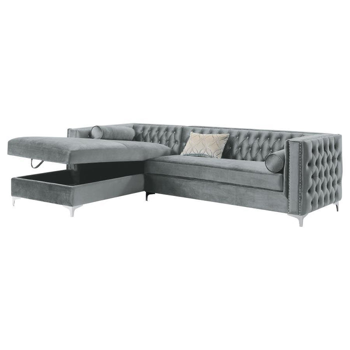 Silver - Bellaire Button-tufted Upholstered Sectional Silver