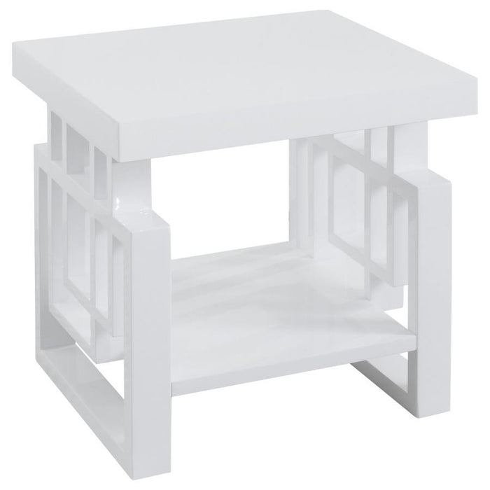 Rectangular End Table High Glossy White