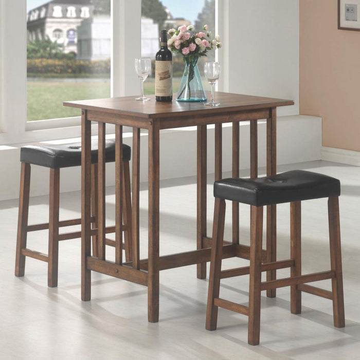 Packaged Sets: 3 Pc Set - Black - 3-piece Counter Height Set Nut Brown