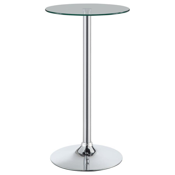 Rec Room/ Bar Tables: Chrome/glass - Glass Top Round Bar Table Chrome