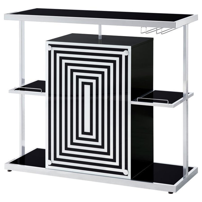 2-tier Bar Unit Glossy Black And White