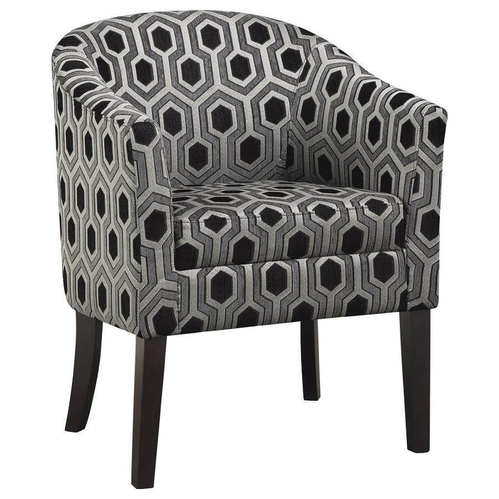 Accents : Chairs - Grey White - Hexagon Patterned Accent Chair Grey And Black