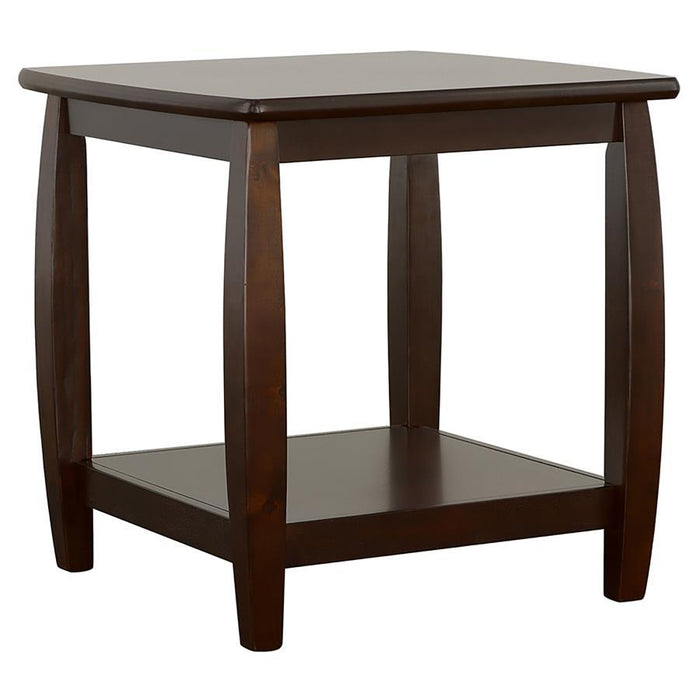 Living Room : Wood Top Occasional Tables - Square End Table With Bottom Shelf Espresso