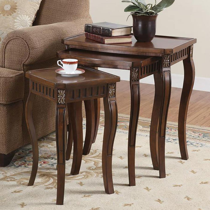 3-piece Curved Leg Nesting Tables Warm Brown