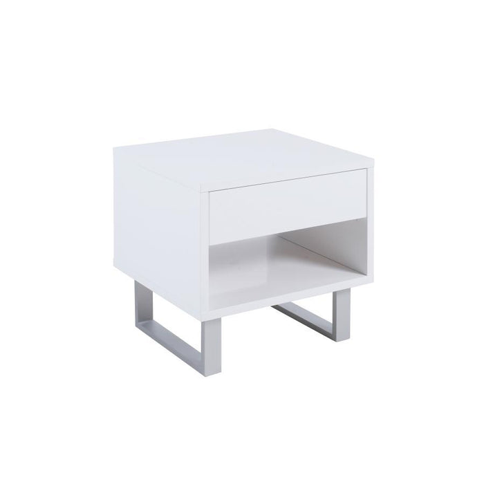 1-drawer End Table High Glossy White