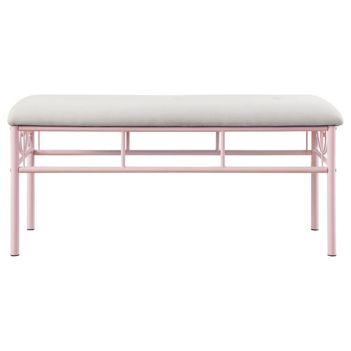 Massi Collection - White - Massi Tufted Upholstered Bench Powder Pink