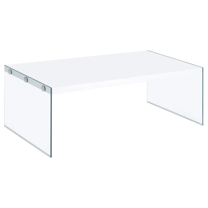 Opal - Rectangular Glass Frame Coffee Table - White High Gloss