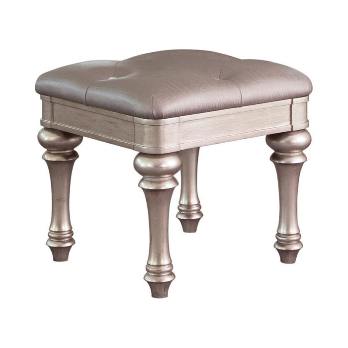 Bling Game Collection - Metallic - Upholstered Vanity Stool Metallic Platinum