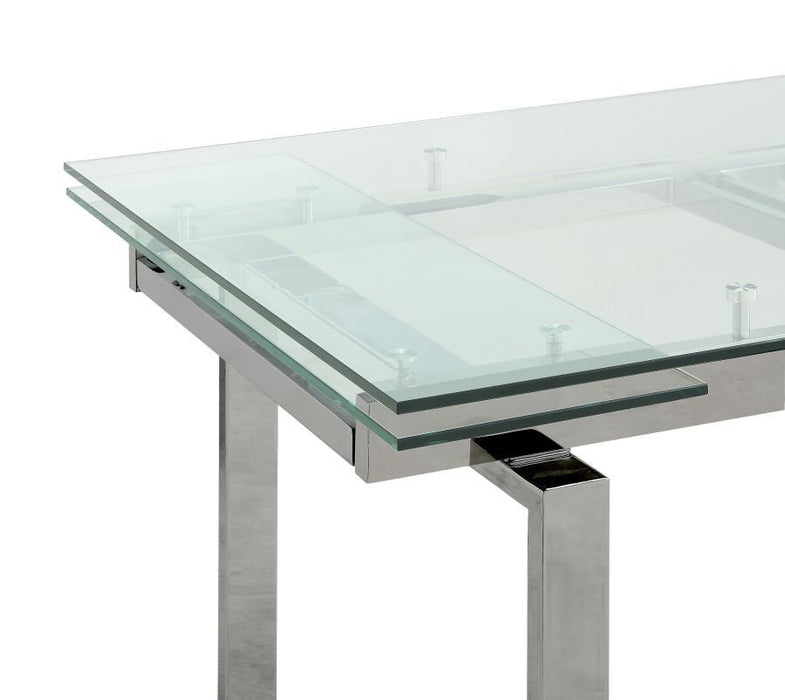 Wexford Collection - Wexford Glass Top Dining Table With Extension Leaves Chrome