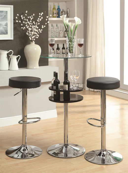 Rec Room/ Bar Tables: Chrome/glass - Glass Top Bar Table With Wine Storage Black And Chrome