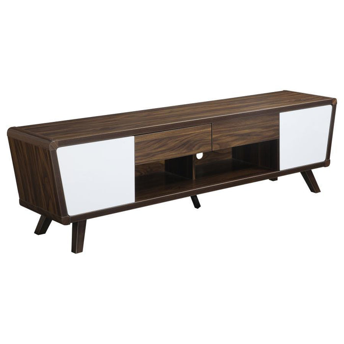 Living Room : Tv Consoles - 2-drawer Tv Console Dark Walnut And Glossy White