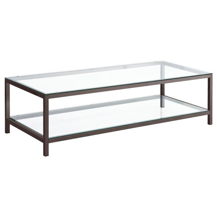 Living Room: Glass Top Occasional Tables - Ontario Coffee Table With Glass Shelf Black Nickel