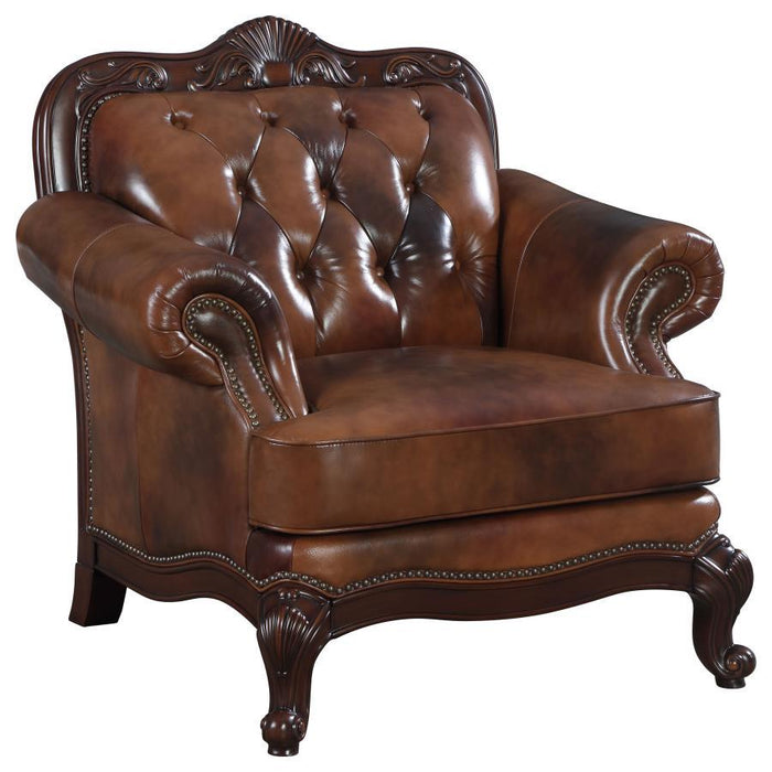 Victoria Collection - Tri-tone - Victoria Rolled Arm Chair Tri-tone And Warm Brown