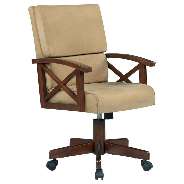 Marietta Game Table - Tan - Marietta Upholstered Game Chair Tobacco And Tan