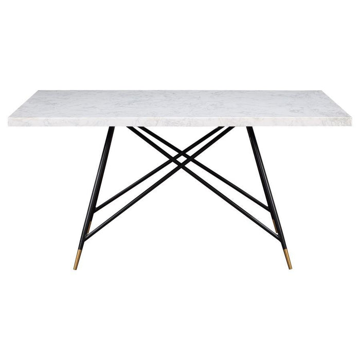 Gabrielle - Rectangular Marble Top Dining Table - White And Black