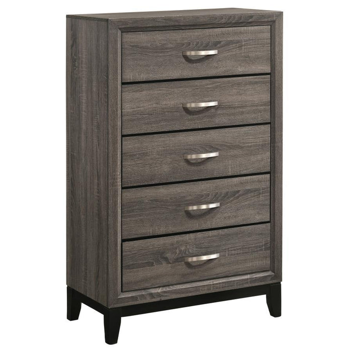 Watson 5-drawer Chest Grey Oak And Black