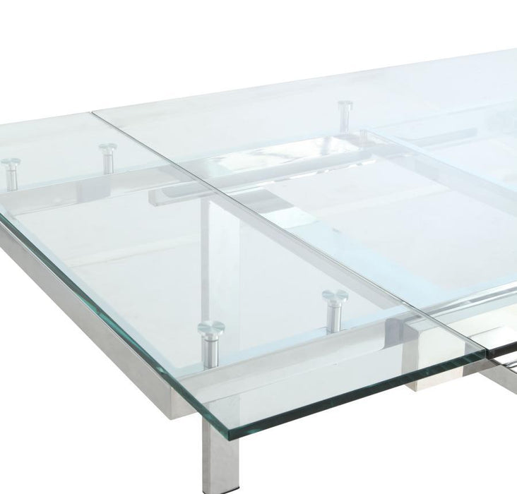 Wexford Collection - Wexford Glass Top Dining Table With Extension Leaves Chrome