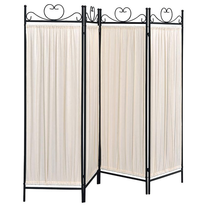 Beige - 4-panel Folding Screen Beige And Black