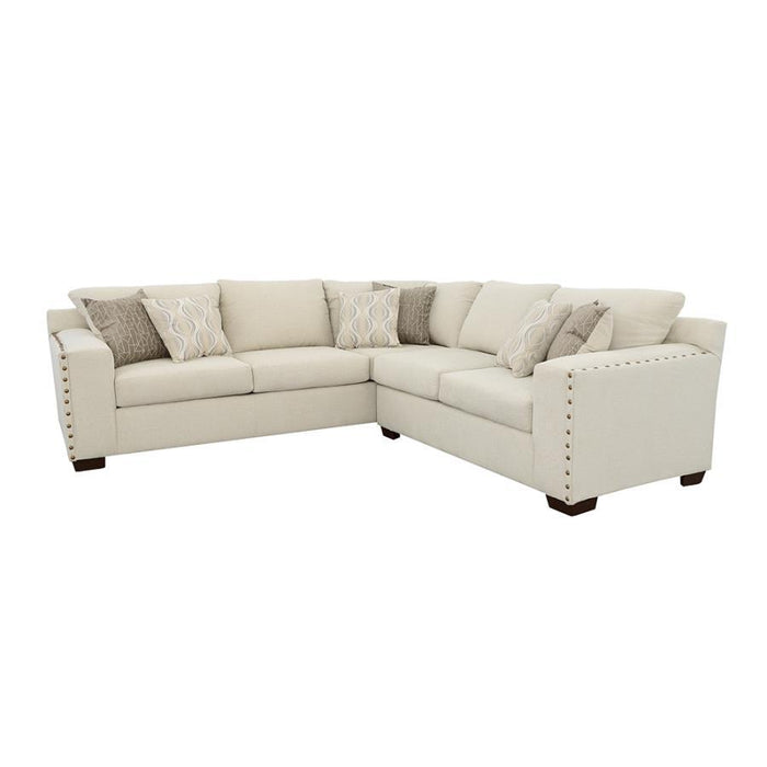 Aria L-shaped Sectional With Nailhead Oatmeal