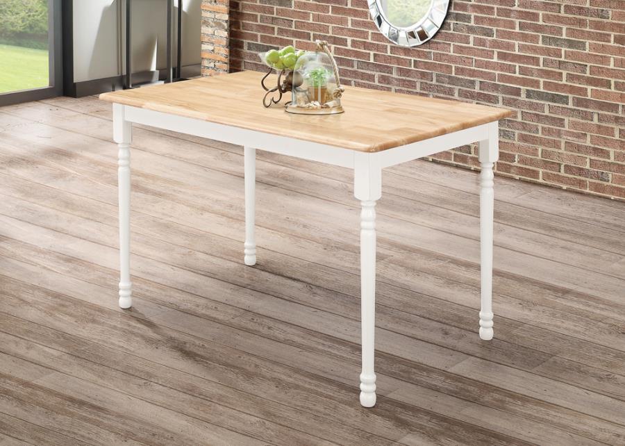 Dinettes: Wood - Rectangle Dining Table Natural Brown And White