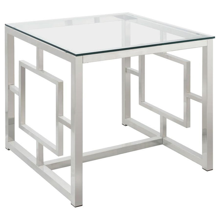 Living Room: Glass Top Occasional Tables - Occasional Contemporary Nickel End Table